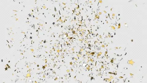 Confetti Explosion. Animation of beautiful sparkling gold and silver confetti. Stock Footage 325715875