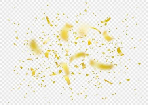 Confetti explosion background. Shiny gold flying tinsel for party Stock Illustration