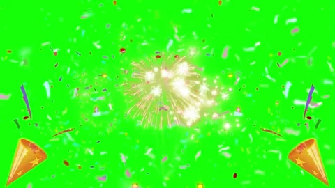 Confetti explosion on green screen. Party popper effect for celebration and 스톡 동영상 340716319
