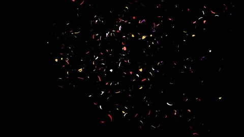 Confetti Explosion from Left Side / Ultra HD 4K with Alpha Matte Channel Stock Footage 126995109
