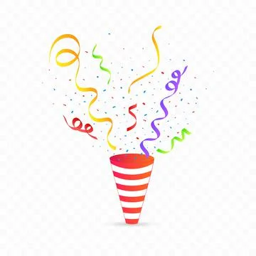 Confetti explosion vector for the birthday background. Colorful party cap and Stock Illustration