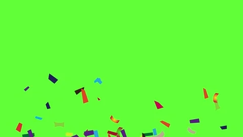 Confetti falling animation on green screen Stock Footage 281407131