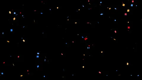 Confetti falling on black background . Celebratory explosion festive confetti Stock Footage 331740084