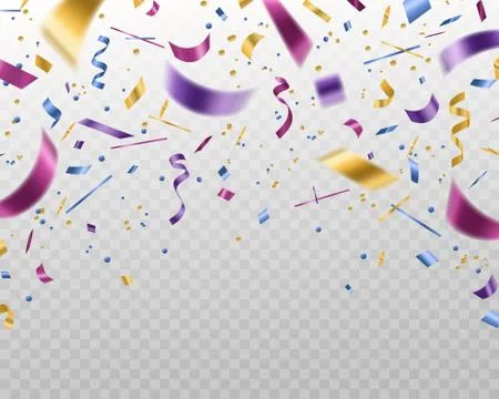 Confetti. Falling multicolored foil and paper ribbons, isolated vector template Stock Illustration