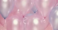 Confetti Falling  In Slow Motion Pink And Blue Balloons Background - Red Epic Stock Footage
