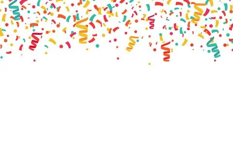 Confetti falling from the top explosion festive vector banner. Happy day Illustrazione stock