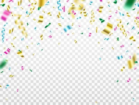 Confetti falling on transparent background. Shiny color confetti. Bright colo Stock Illustration