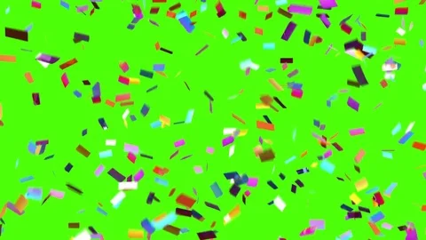 Confetti Falls on a Green Background Stock Footage 80897389