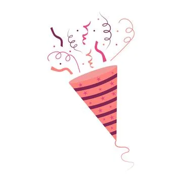 Confetti firecracker. Cute party popper. Vector illustration isolated on wh.. 스톡 일러스트