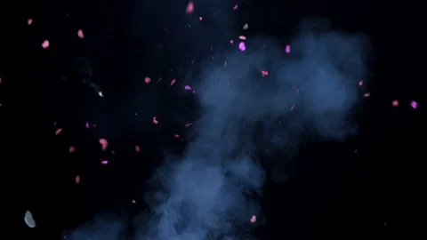 Confetti firework really shots on a black background. Slow motion Stock Footage 114755744