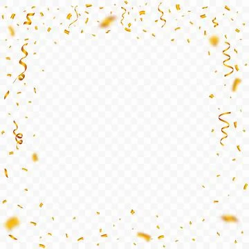 Confetti frame vector for the birthday background. Golden party element ribbo Stock Illustration