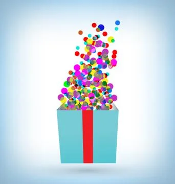 Confetti with gift box on blue Stock-Illustration