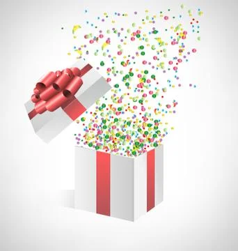 Confetti with gift box on grayscale Stock Illustration