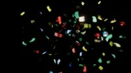 Confetti / Glitter Gun Popper Explosion Against Black / 5 Different Shots Stock Footage
