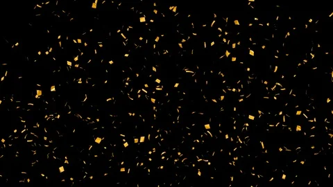 Confetti Gold Explosion and Falling / Ultra HD 4K with Alpha Matte Channel Stock Footage 127408668