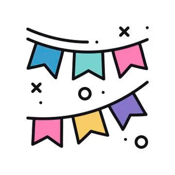 Confetti icon with falling tiny pieces. Party, tinsel, new year celebration Stock Illustration