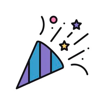 Confetti icon with falling tiny pieces. Party, tinsel, new year celebration Stock Illustration