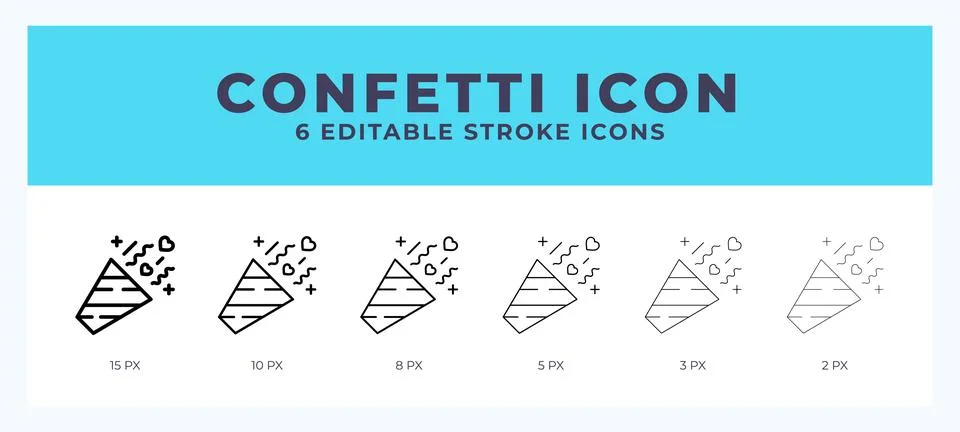 Confetti icon in thin line. Bold line. Regular line. Editable stroke. Stock Illustration