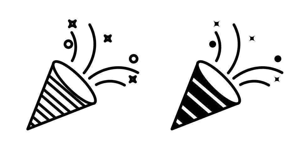 Confetti icon vector concepts, line and silhouette style Stock Illustration