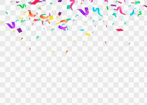 Confetti isolated on transparent background. Falling confetti, birthday vector Stock Illustration