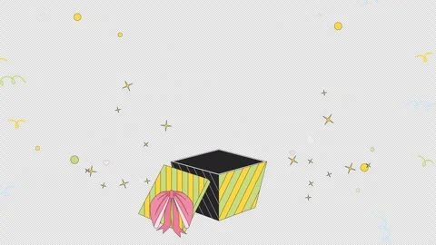 Confetti out of gift box open line 2D object animation Stock Footage 268445236