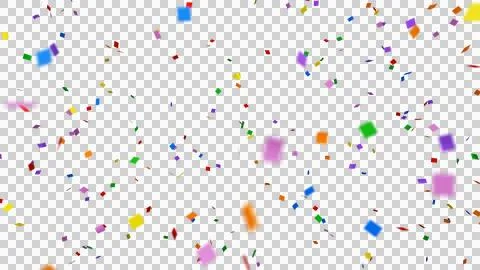 Confetti over transparent background with depth of field. 3D render. Stock Illustration