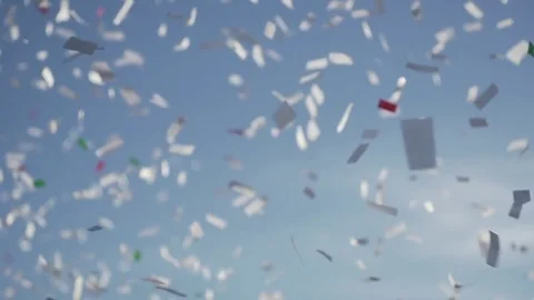 Confetti papers flying in the air Stock Footage