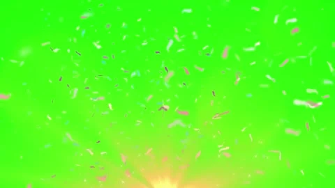 Confetti particles falling on green screen with yellow glow Stock Footage 337523641