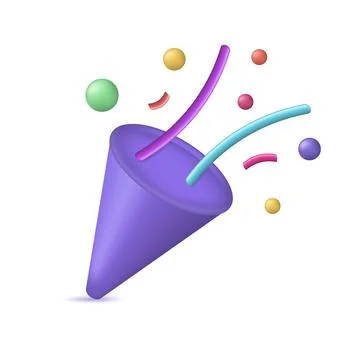 Confetti party icon. 3d rendering Stock Illustration