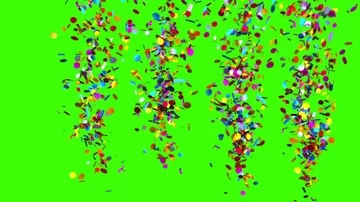 Confetti Party Popper Explosions on a Green Background Stock Footage