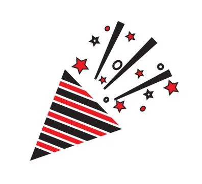 Confetti party popper icon vector isolated in white background. Illustrazione stock