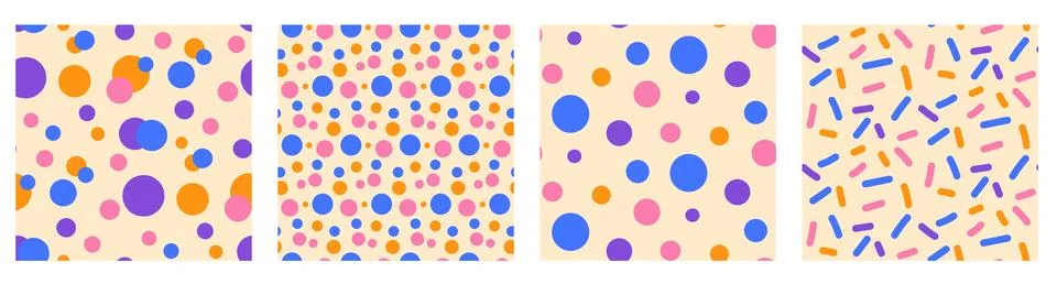 Confetti pattern set of four seamless prints. Carnival pattern mixes dotty イラスト素材
