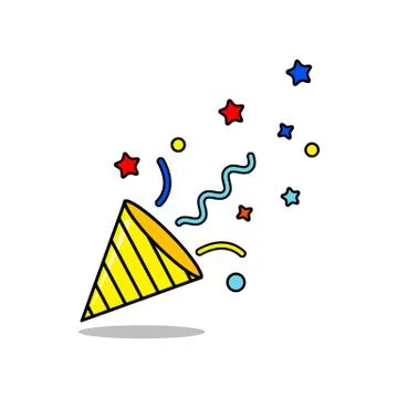 Confetti popper icon flat on isolated white background. EPS 10 vector. Stock Illustration
