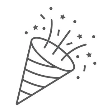 Confetti popper thin line icon, party Stock Illustration