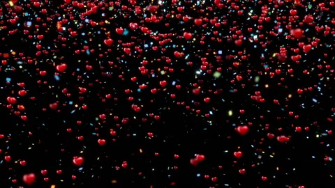 Confetti of red hearts Stock Footage 167576077