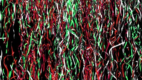 Confetti ribbons with Alpha matters isolated on black, seamless loop Stock Footage 174733980