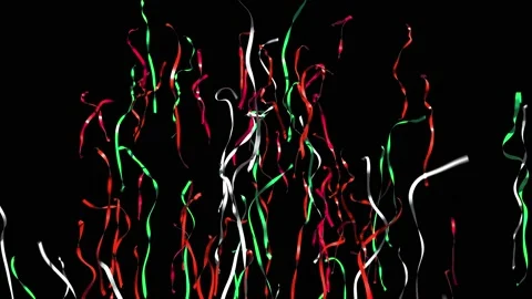 Confetti ribbons with Alpha matters isolated on black, seamless loop Stock Footage 174753355