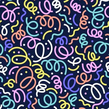 Confetti seamless pattern. Geometric background with different geometric shap Stock Illustration