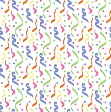 Confetti seamless pattern. Multicolored ribbon repeating texture. Feast endless Stock Illustration
