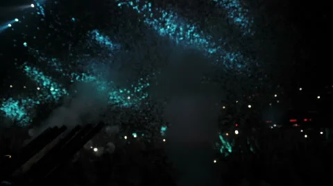Confetti sequins cannon falling at stage. Smoke Stock Footage 54136844