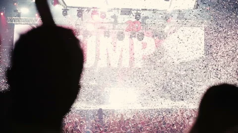 Confetti sequins falling at stage. Phone shoot Stock Footage 54105466