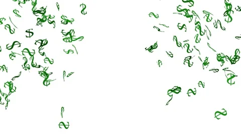 Confetti shaped like dollar signs that explode and fall back down Video stock 300161018