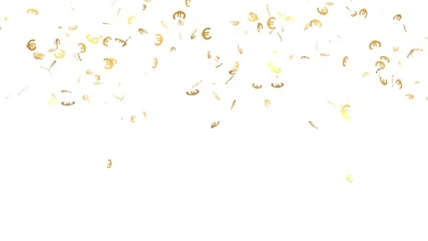 Confetti shaped like Euro signs that explode and fall back down Video stock 300452690