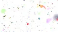 Confetti shapes falling towards camera slow motion DOF loop on white HD Footage