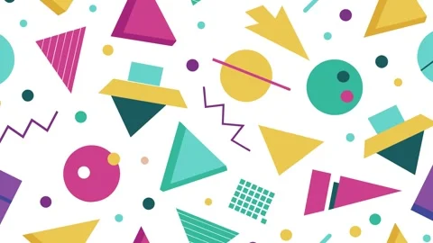 Confetti shapes Pattern with Pink Triangle Arrows for Business and Kids Fun.. Stock Footage 273961333