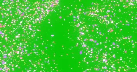 Confetti shoot from all sides. Animation on a green background. Stock Footage 118086207