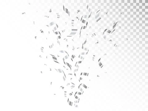 Confetti silver explosion on transparent background. Confetti burst with Illustrazione stock