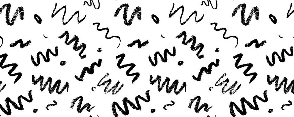 Confetti squiggle scribble seamless pattern. Vector stock hand draw crayon brush Stock Illustration