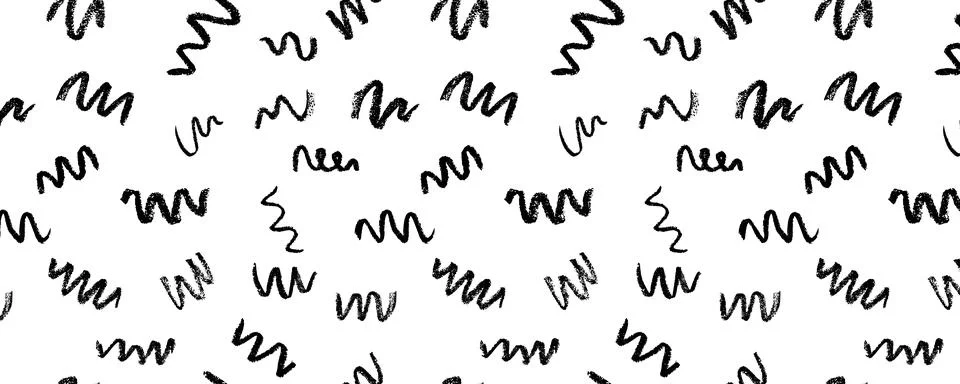 Confetti squiggle scribble seamless pattern. Vector stock hand draw crayon brush Illustrazione stock
