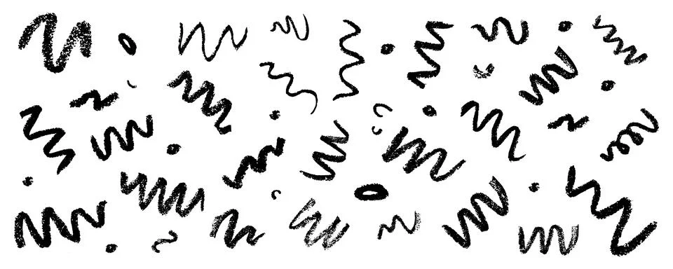 Confetti squiggle scribble set. Vector stock hand draw crayon brush stroke Stock Illustration